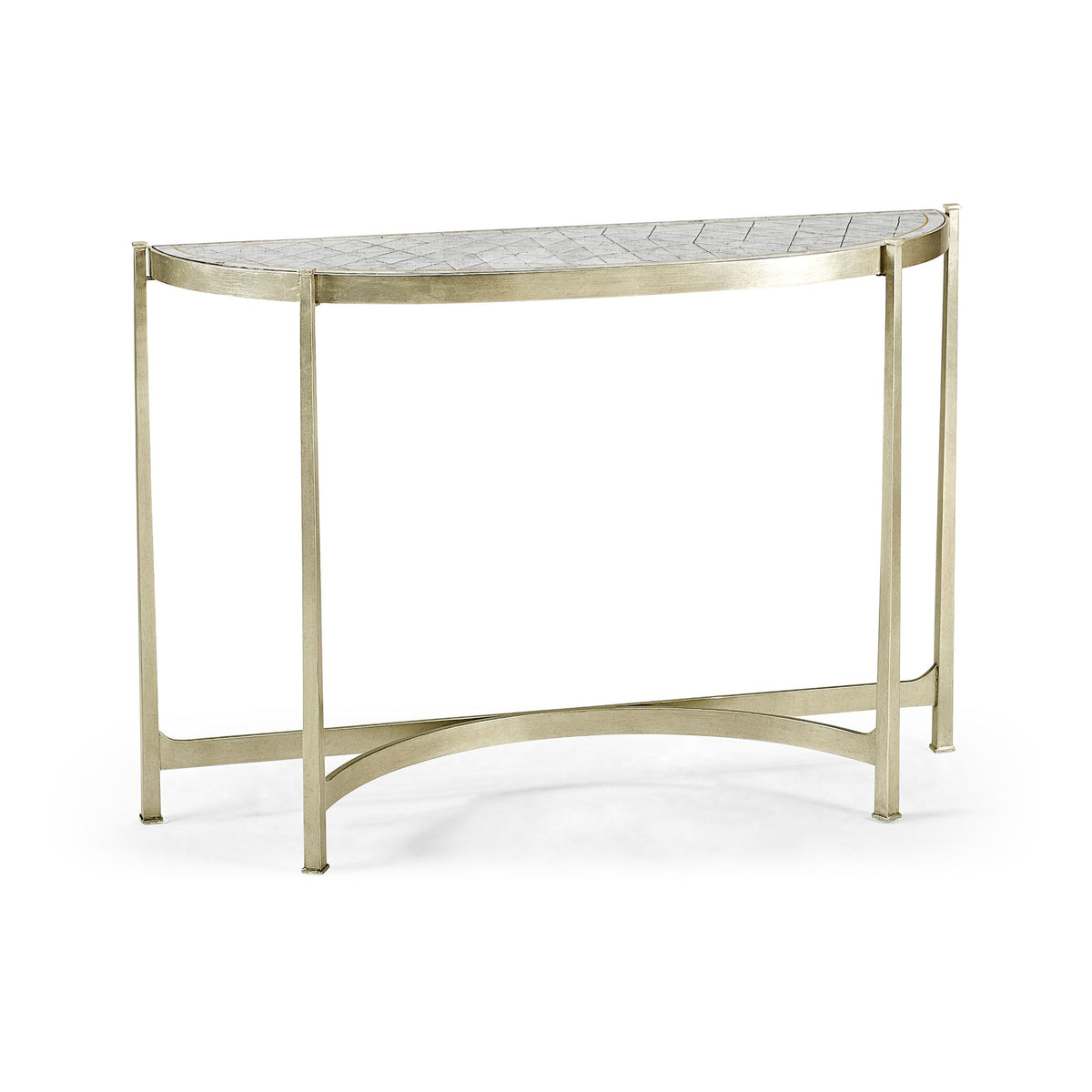 Large Demilune Console Table – Antique Silver