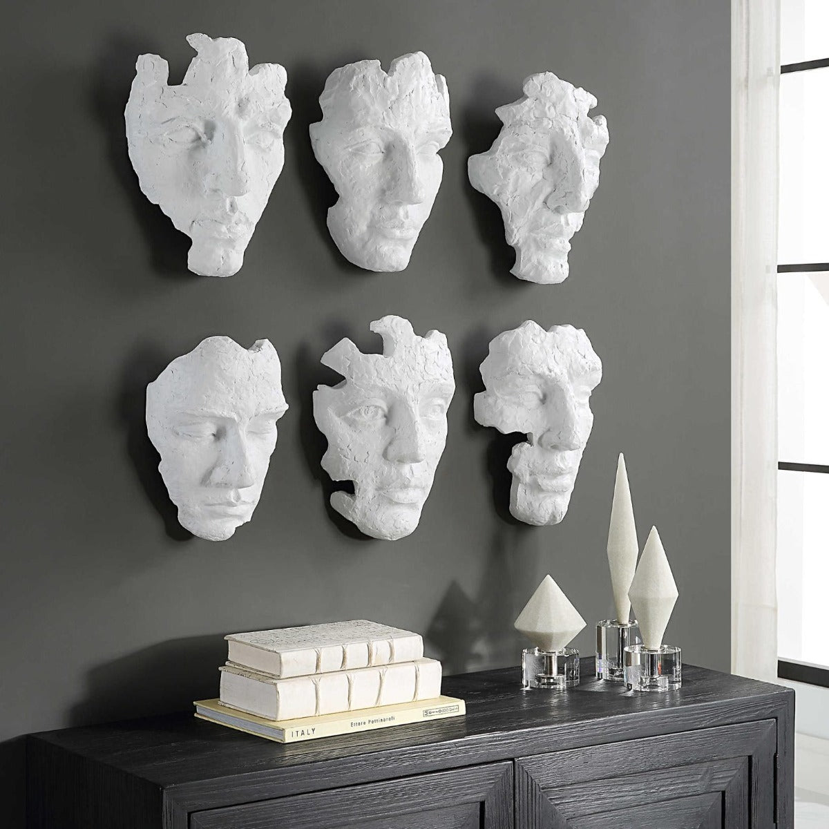 Self-Portrait White Mask Wall Décor – Set of 6