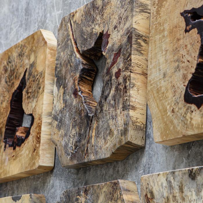 Bahati Wood Wall Décor – Natural, Set of 9