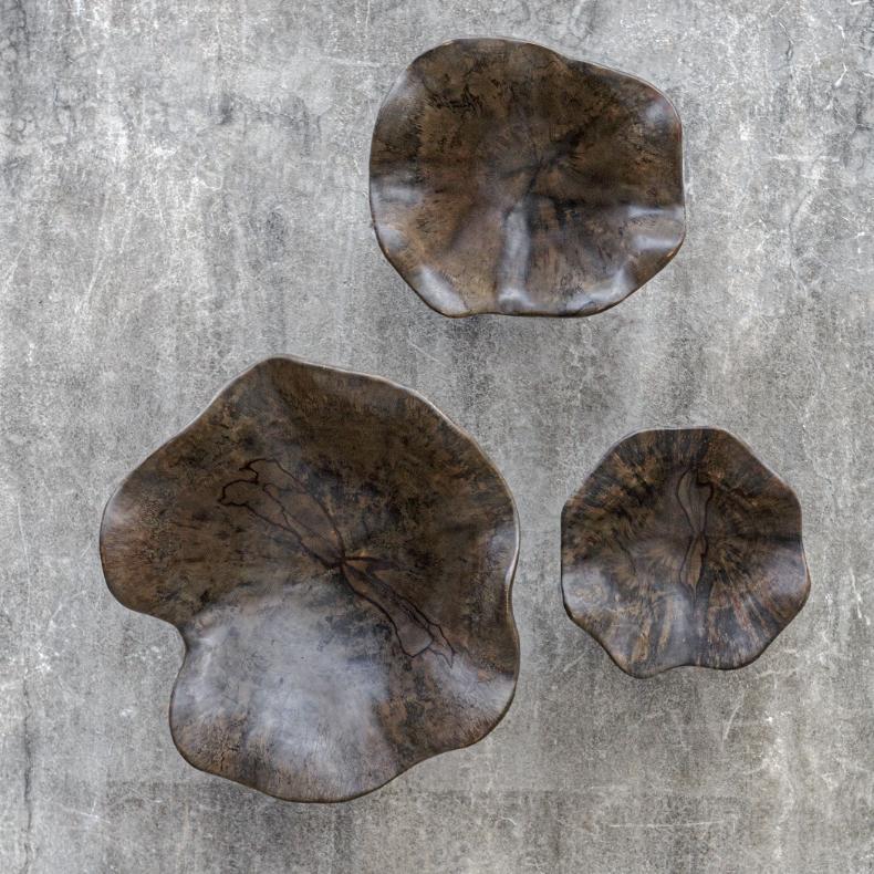 Two Wood Wall Décor – Mocha, Set of 3