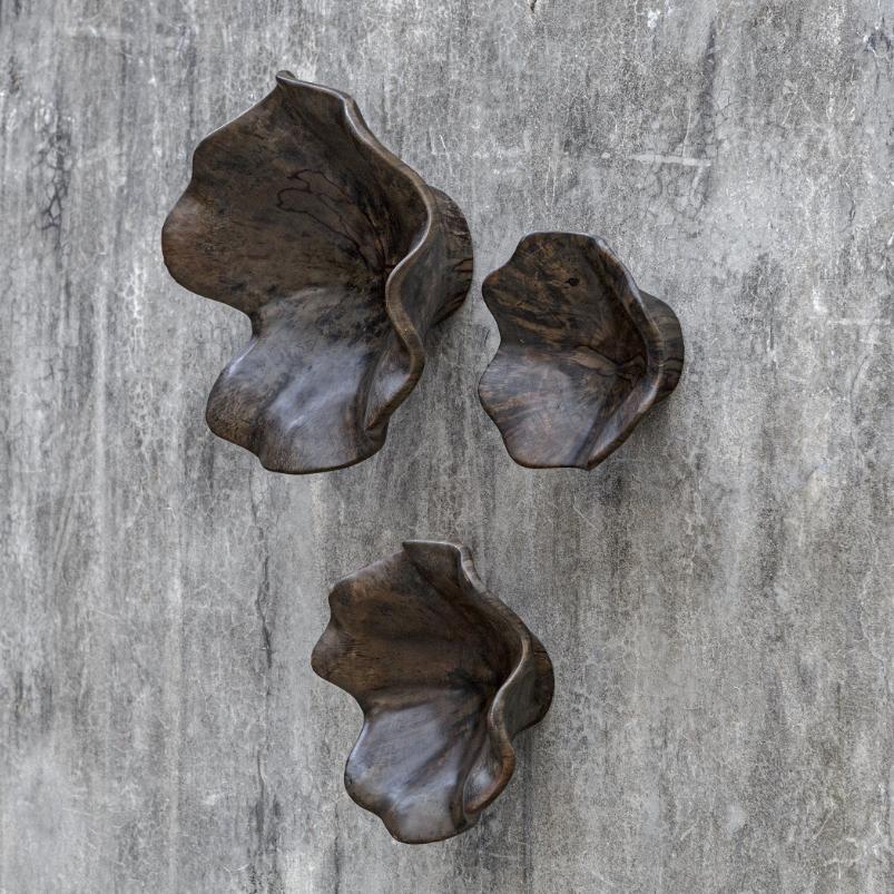 Two Wood Wall Décor – Mocha, Set of 3