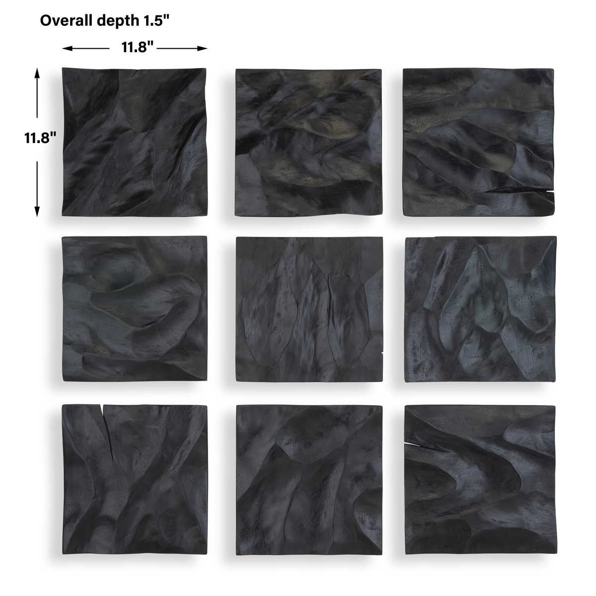 Malosi Black Wood Wall Decor – Set of 9