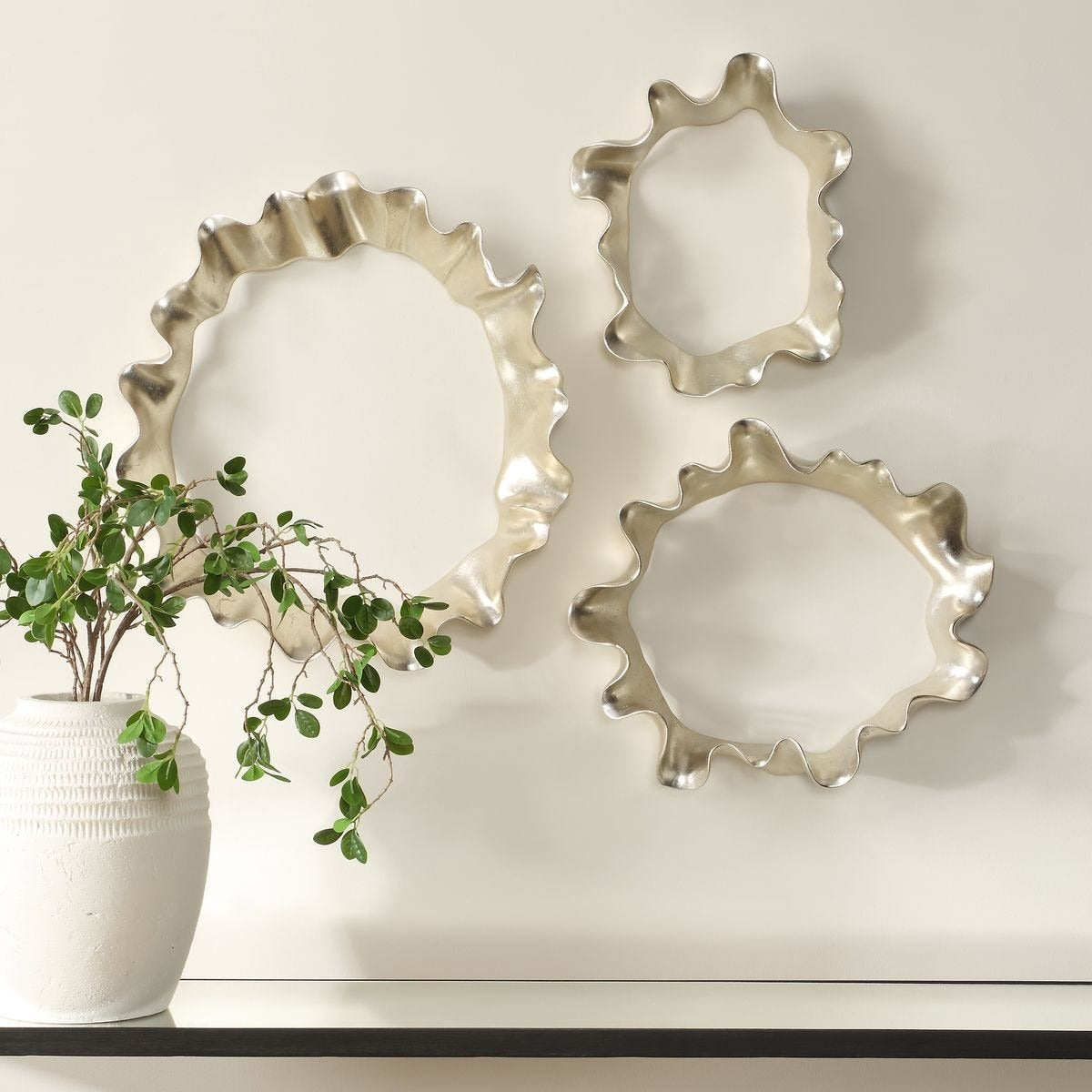Ripple Effect Silver Wall Art – Set of 3