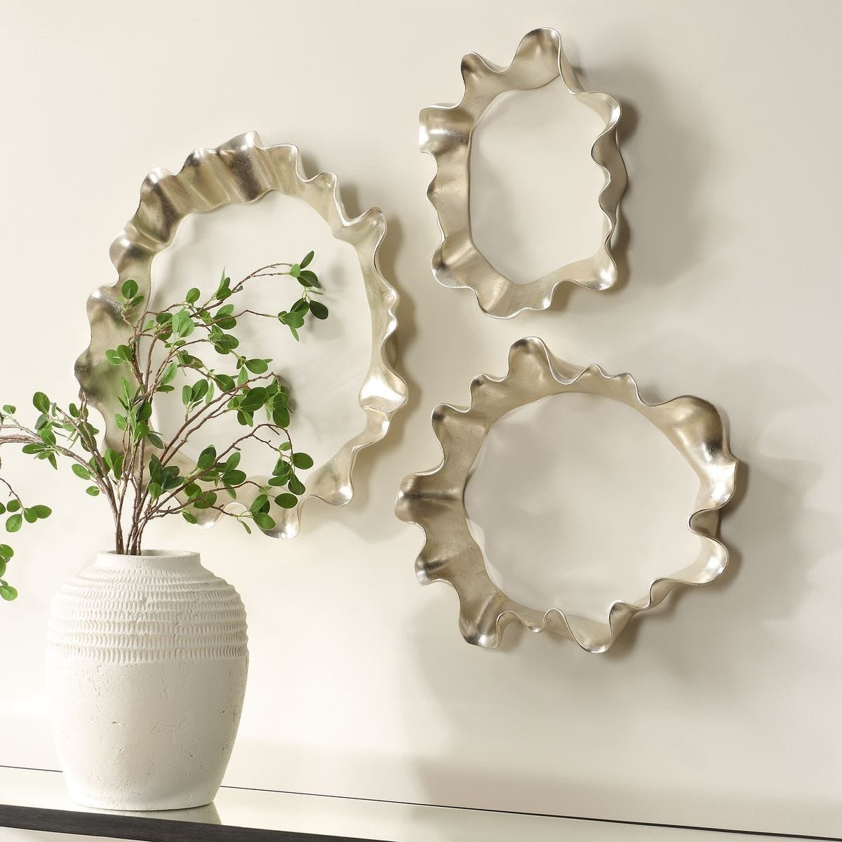 Ripple Effect Silver Wall Art – Set of 3