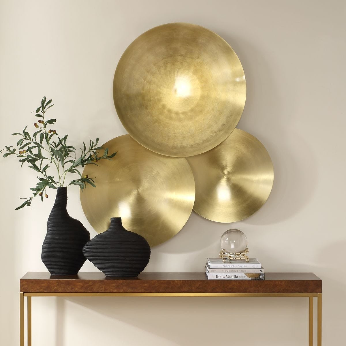 Cymbalic Round Brass Wall Art – Set of 3