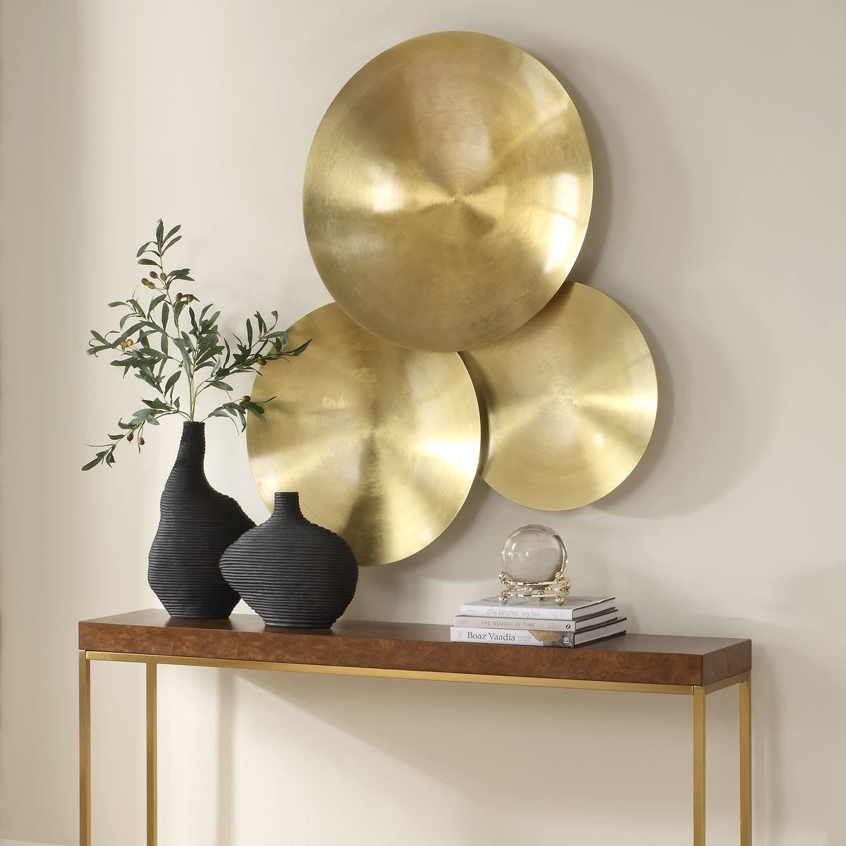 Cymbalic Round Brass Wall Art – Set of 3
