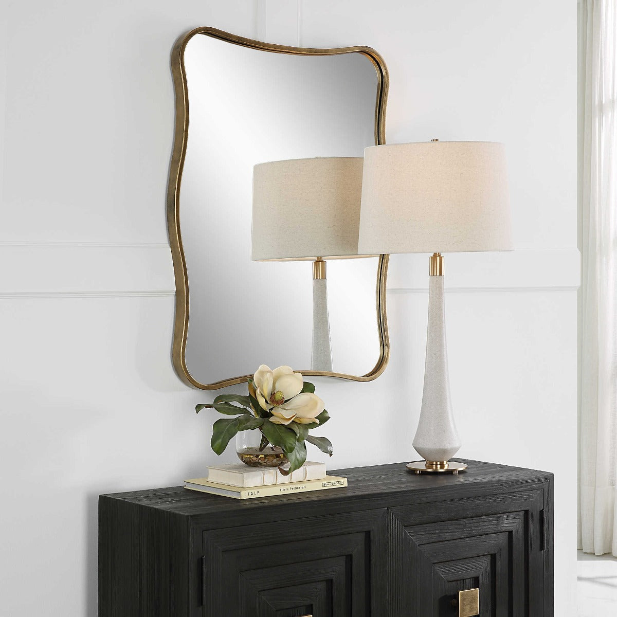 Pavia Vanity Mirror – Antiqued Gold