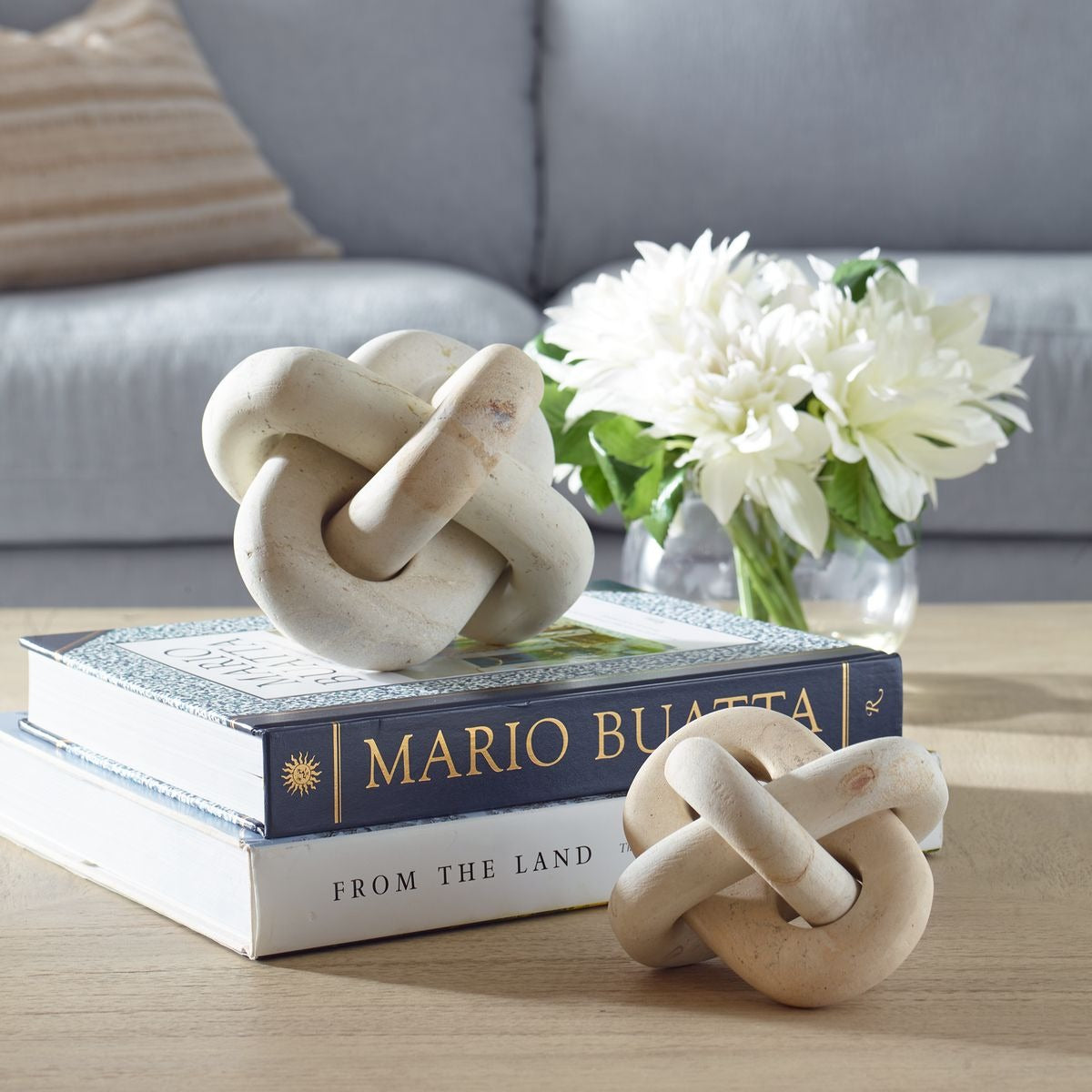 Limestone Link Indoor-Outdoor Sculptures, Set of 2