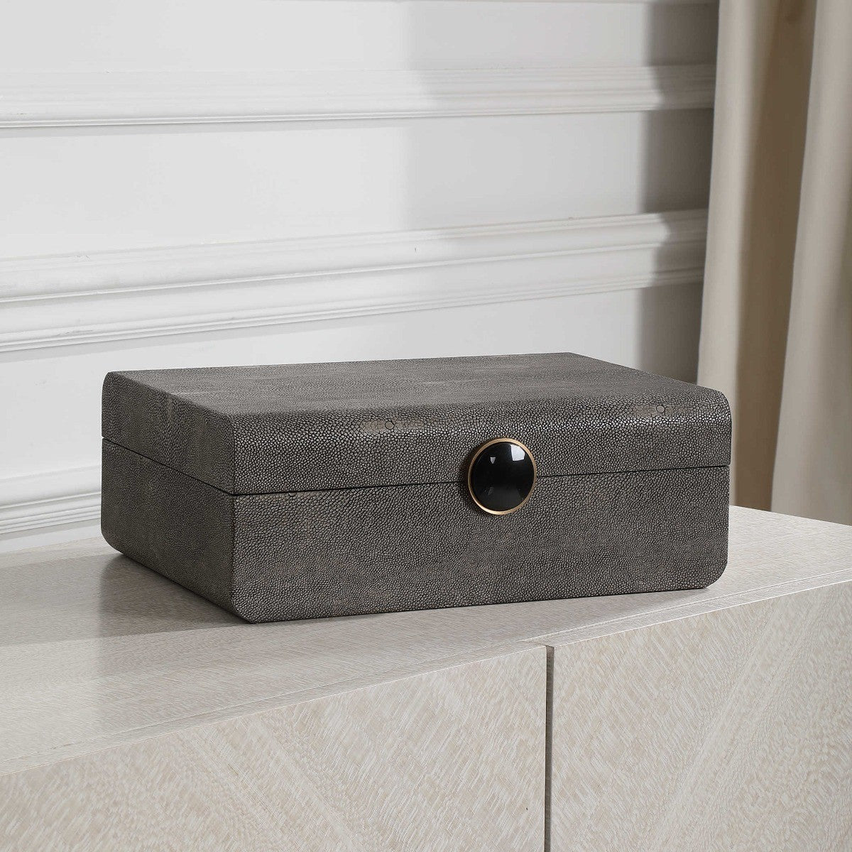 Lalique Art Deco Box – Smoke Grey Shagreen