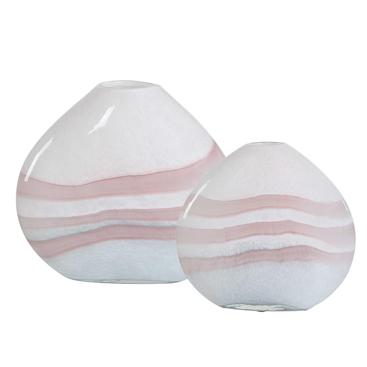 Blush Swirl Glass Vases, Set of 2
