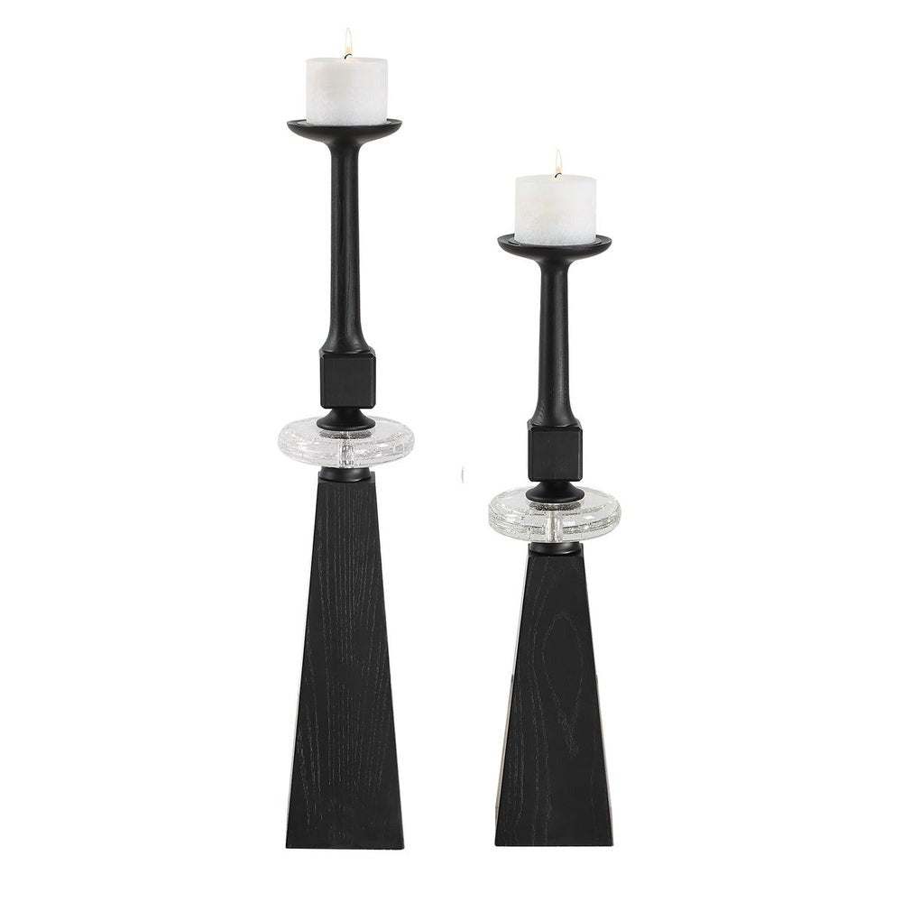 Ebon Glow Candleholders – Set of 2