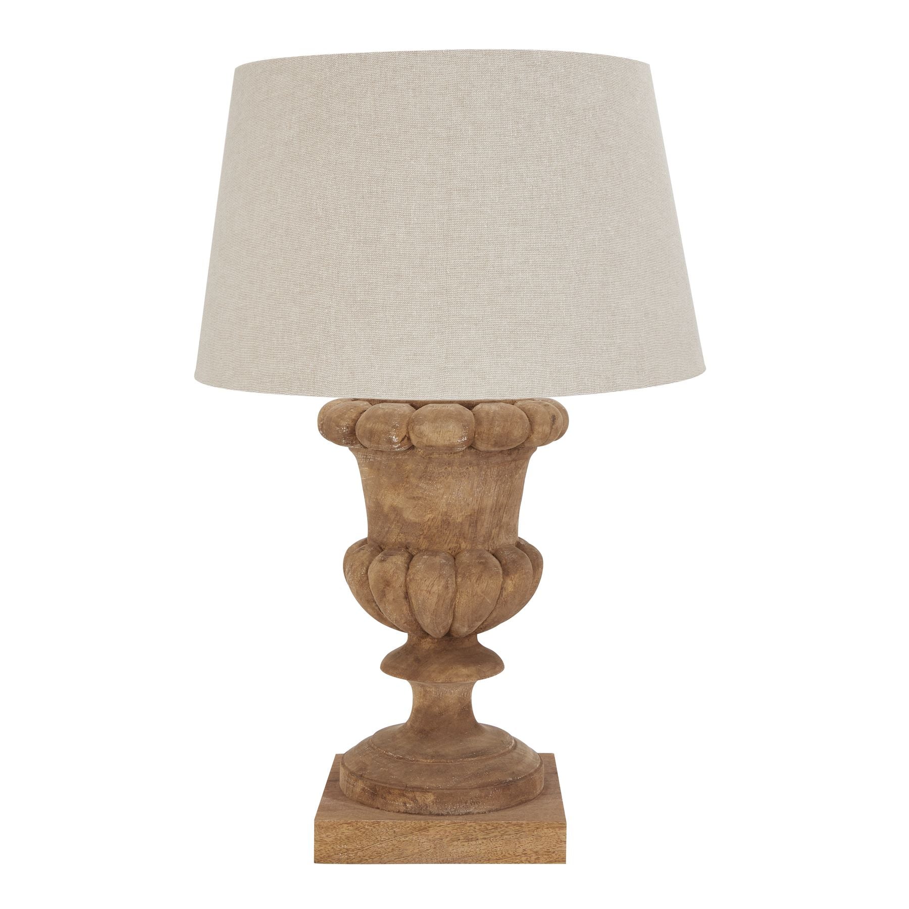 Delaney natural wash fluted wooden table lamp with linen shade
