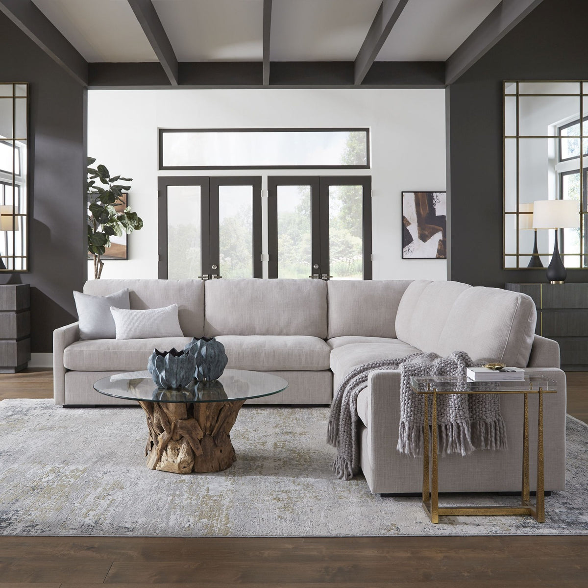 Driftwood Glass Top Large Coffee Table