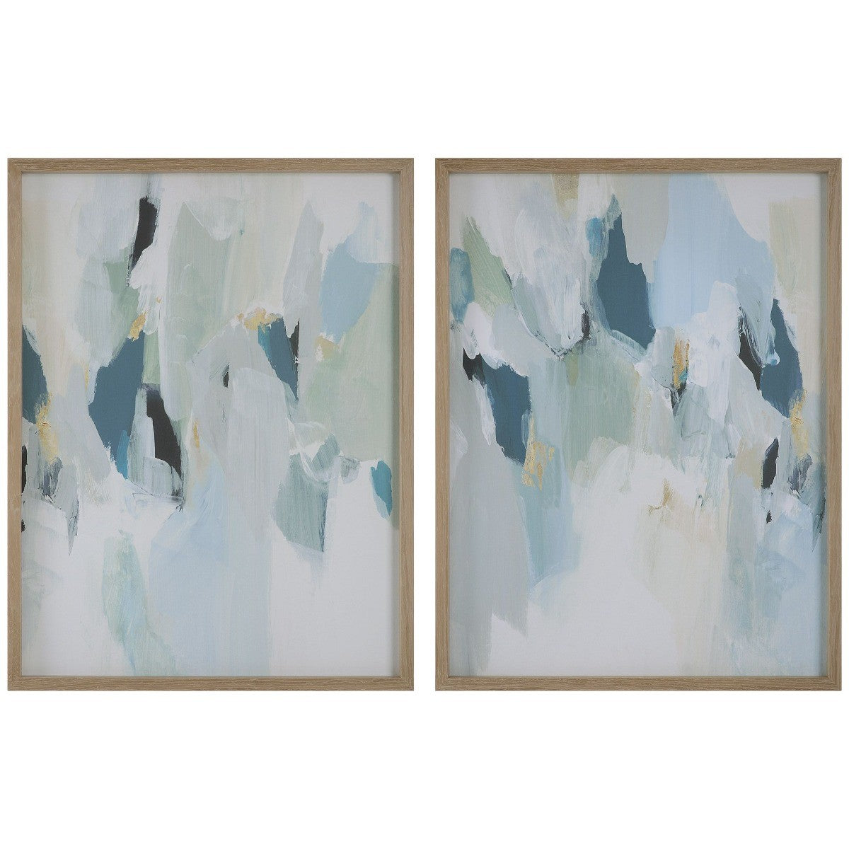 Seabreeze Abstract Framed Canvas Prints – Set of 2