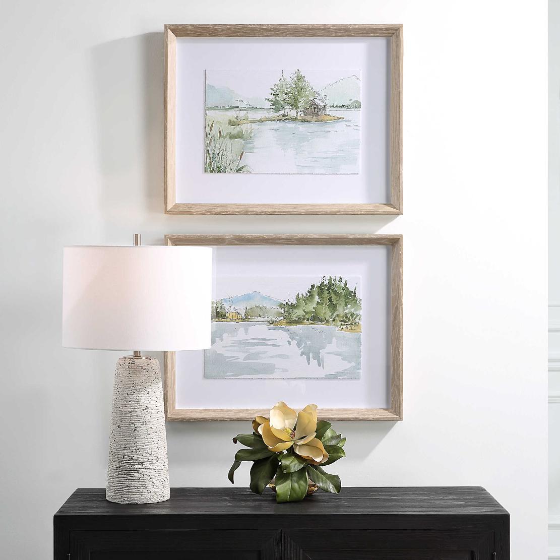 Serene Lake Framed Prints – Set of 2
