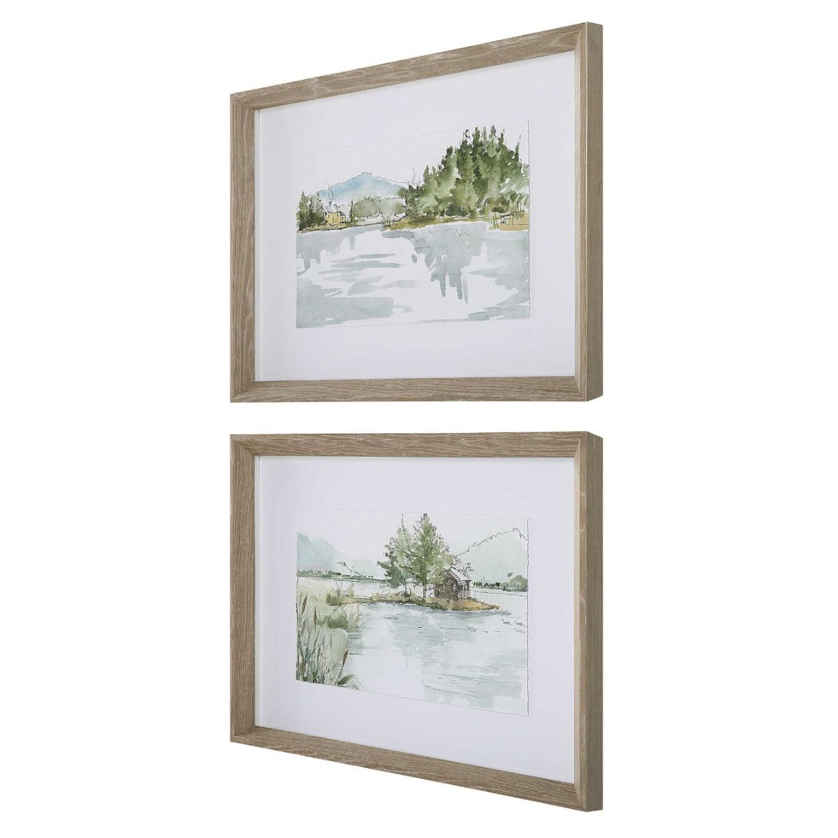 Serene Lake Framed Prints – Set of 2