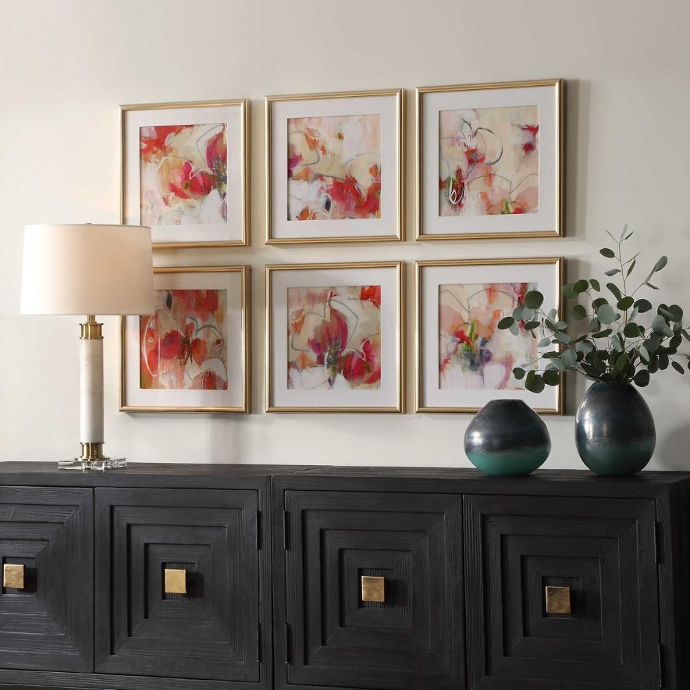 Fresh Start Red Abstract Prints – Set of 6