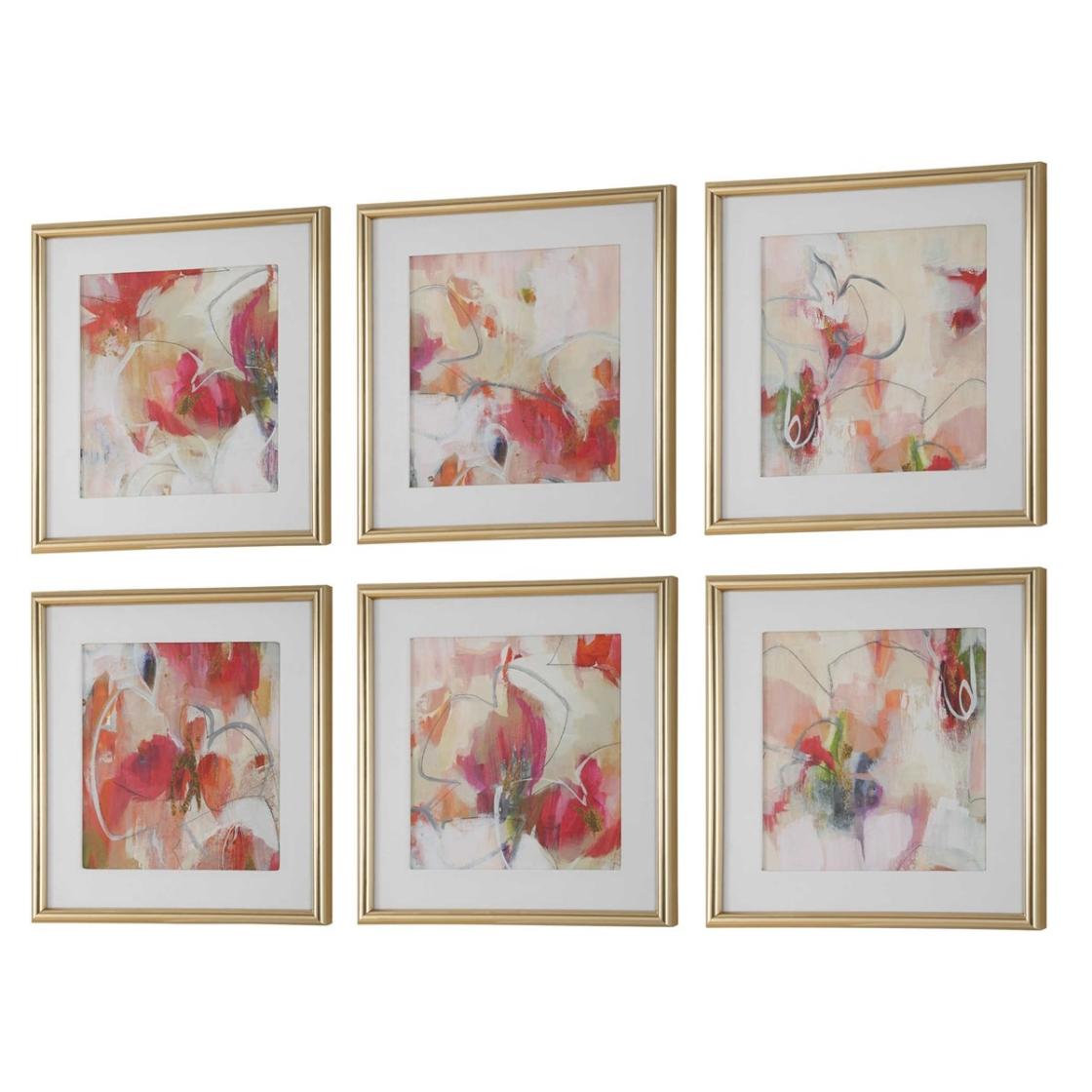 Fresh Start Red Abstract Prints – Set of 6