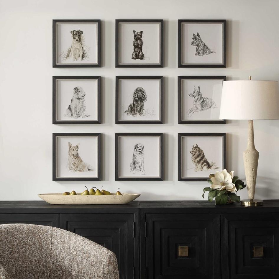 Loyal Companion Framed Dog Prints, Set of 9