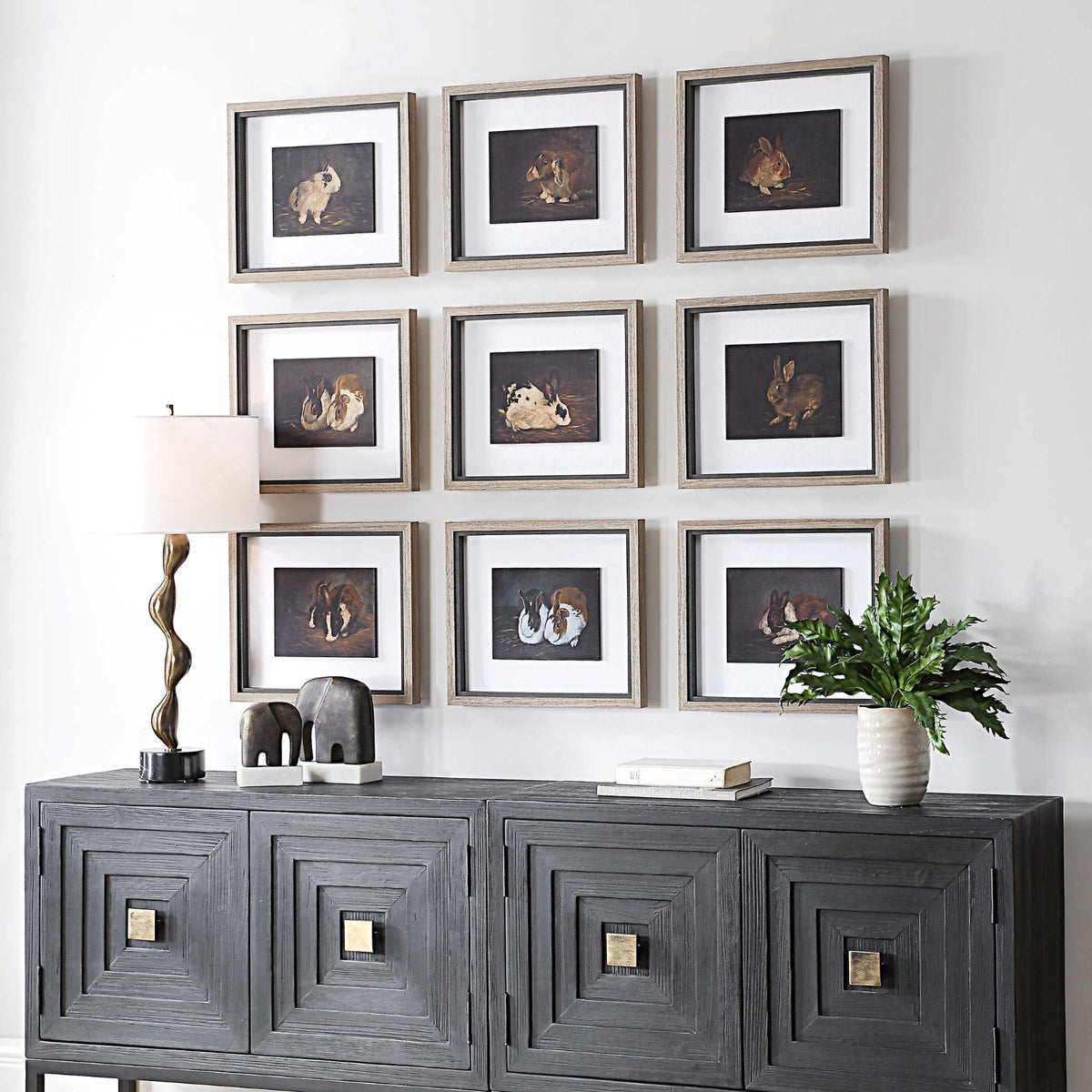Resting Bunny Framed Prints – Set of 9