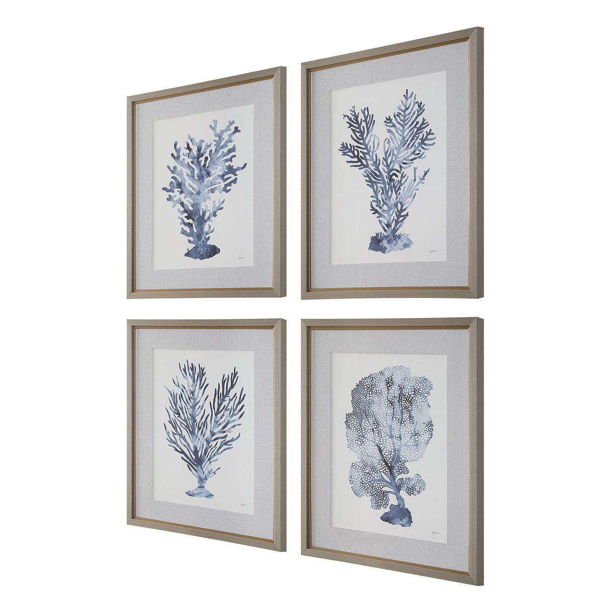 Shibori Coral Framed Prints – Set of 4