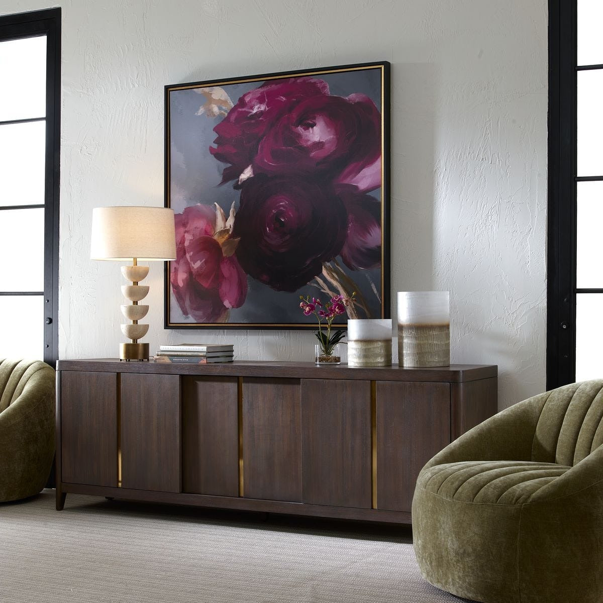 Plum Ranculus Framed Floral Art