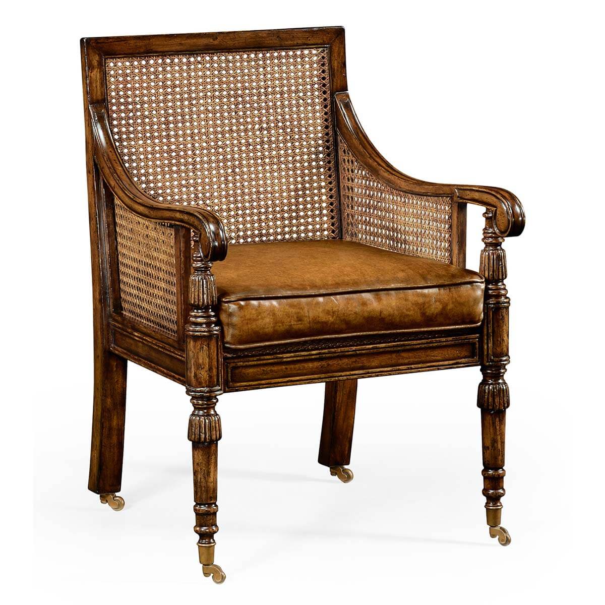 Bergere Occasional Chair with Cane Back – Leather