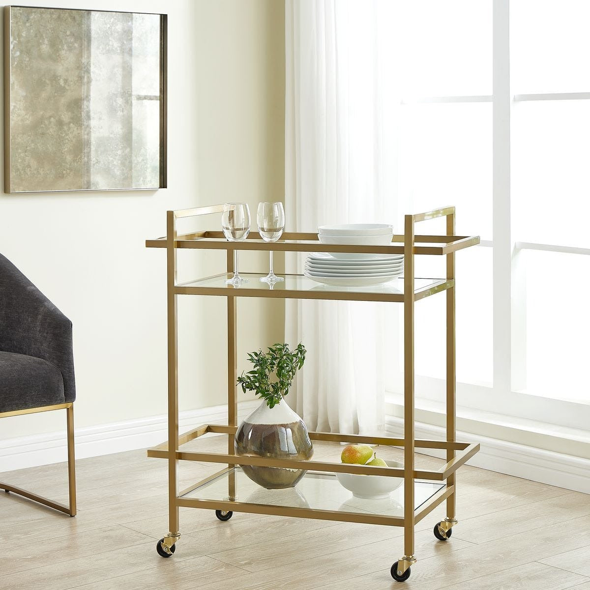 Erena Brass Bar Cart