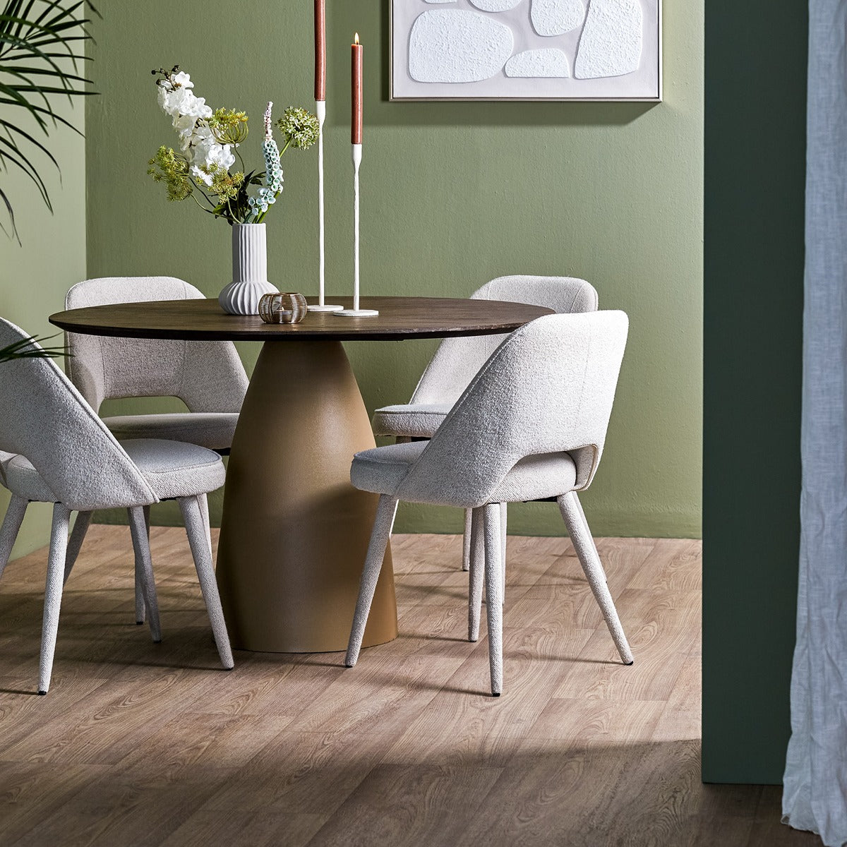 Palmira round dining table matte beige