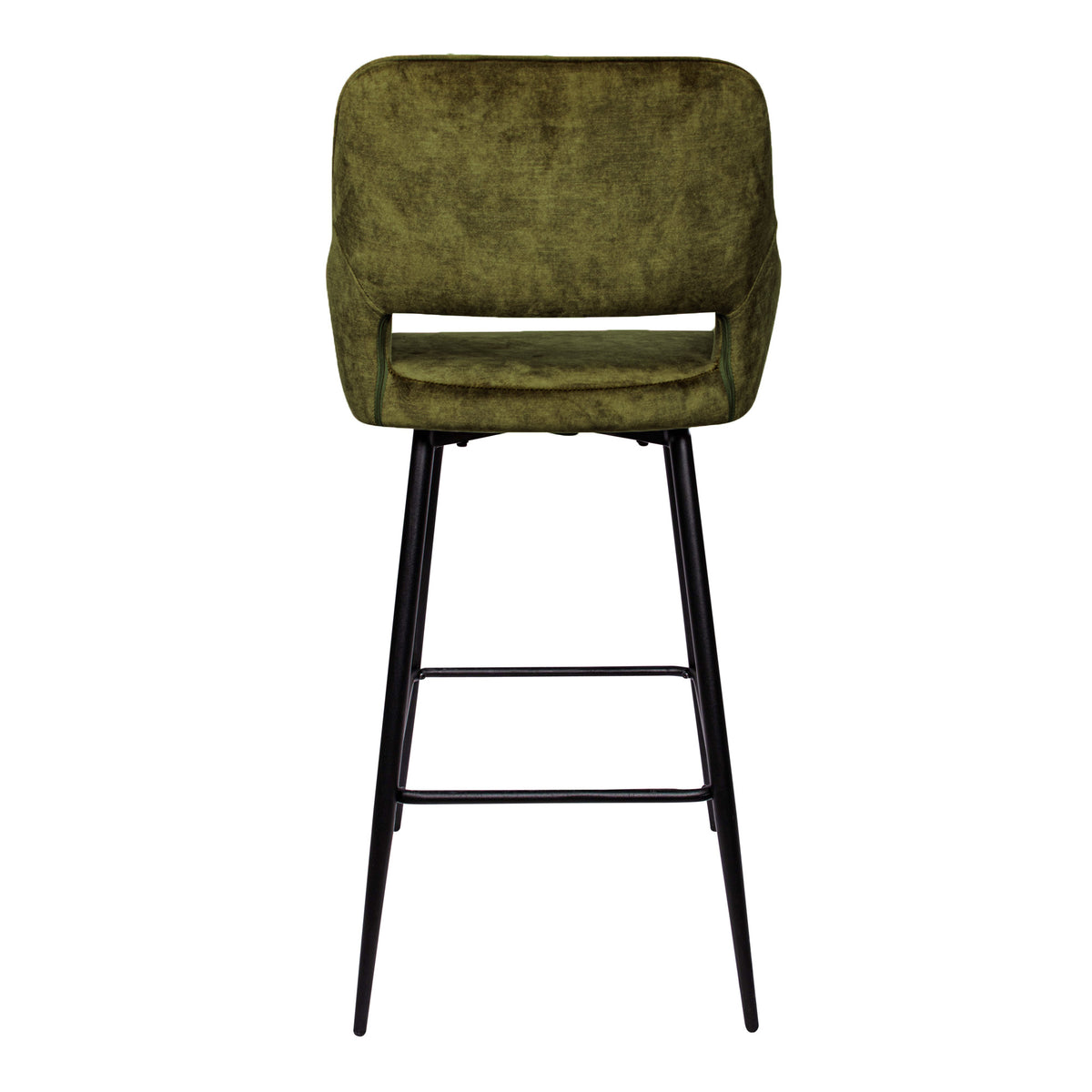 Fallon green velvet bar stool with black metal legs, set of two