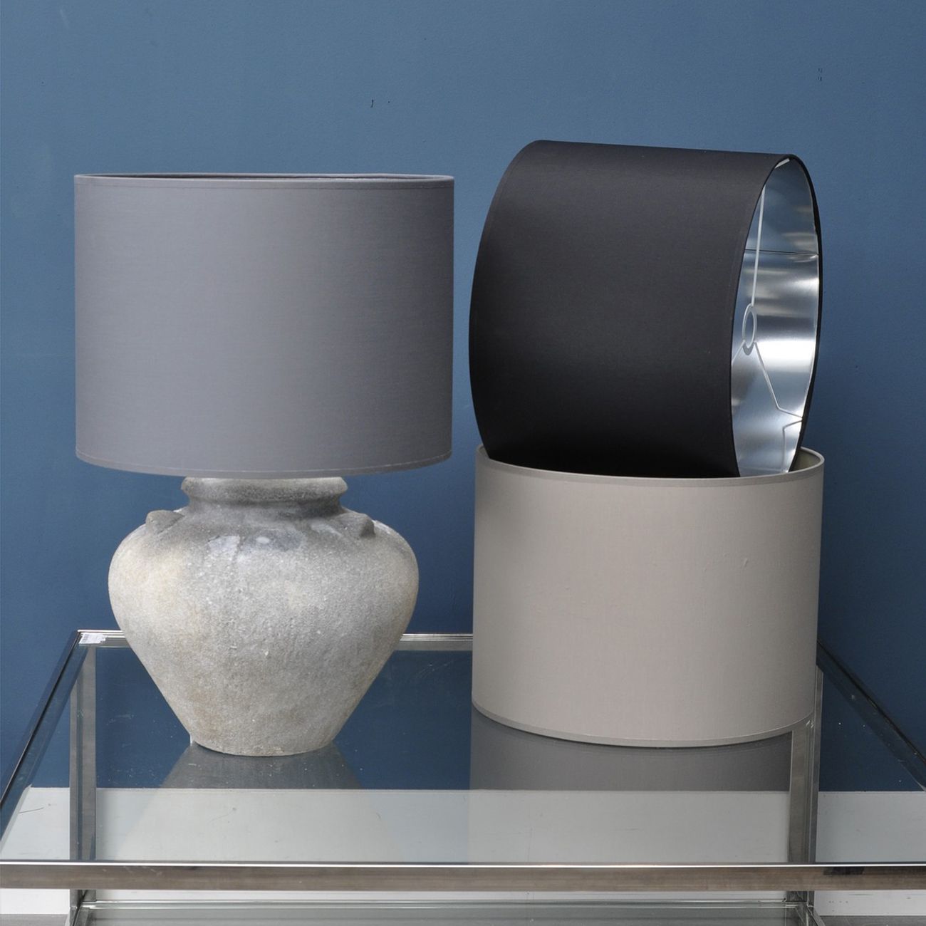 Black and Silver Lined Drum 16″ Lampshade