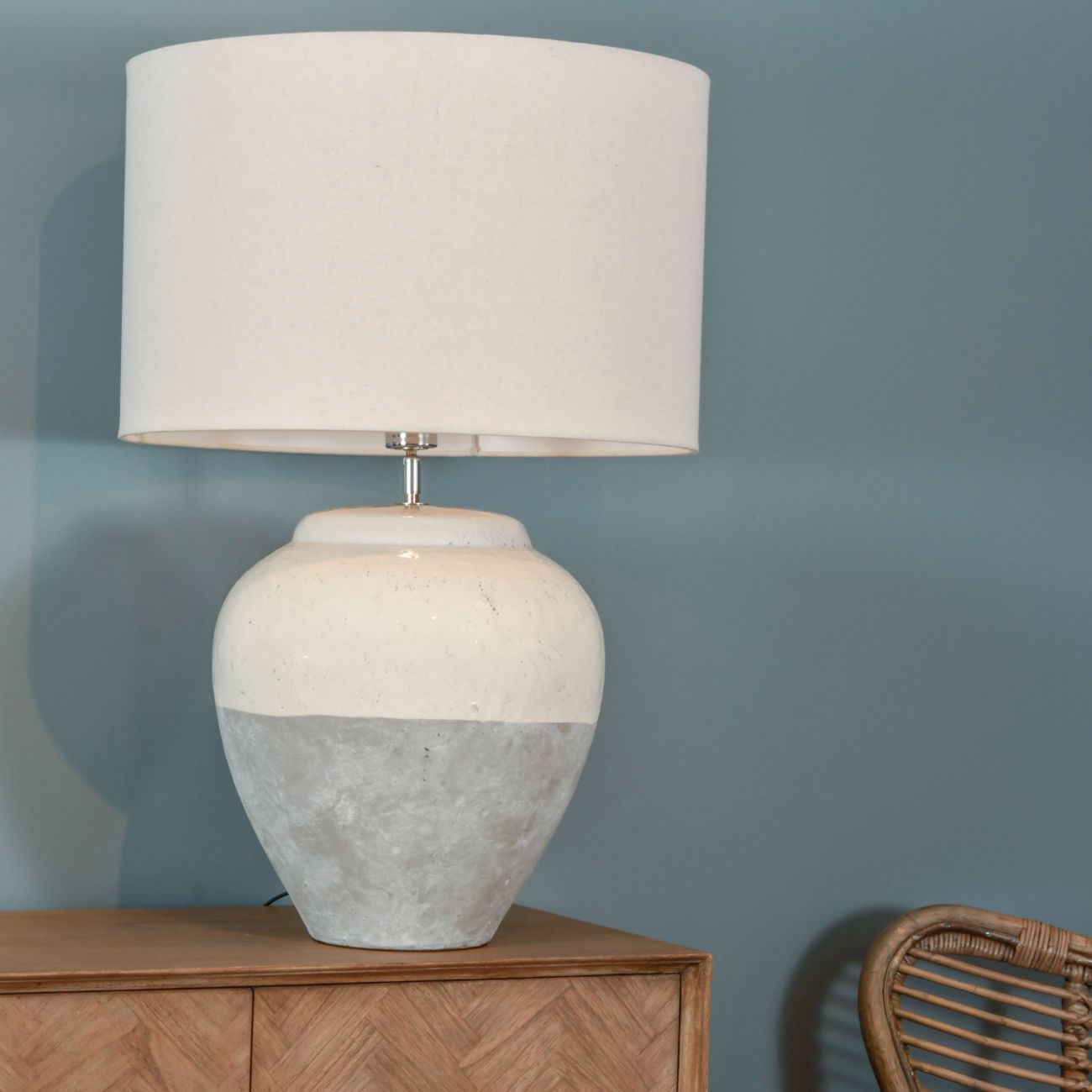 Skyline Grey Porcelain Table Lamp and Shade, Large E27 60W