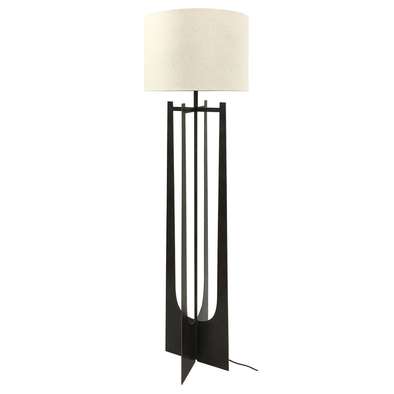 Glenthorpe Hammered Iron Floor Lamp Gilded Oak Finish with Irish Linen Shade