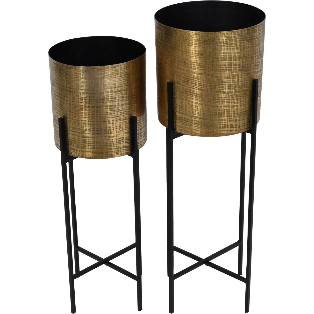 Promotion – Clyde Floor Standing Brass Set of 2 Planters