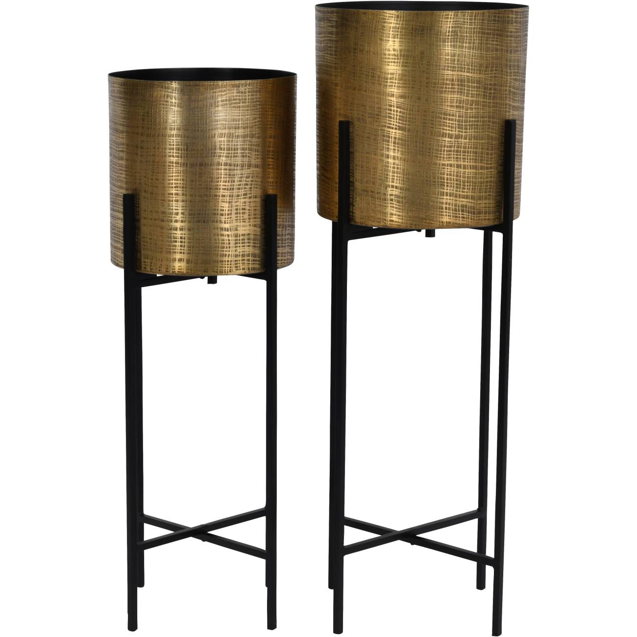 Promotion – Clyde Floor Standing Brass Set of 2 Planters