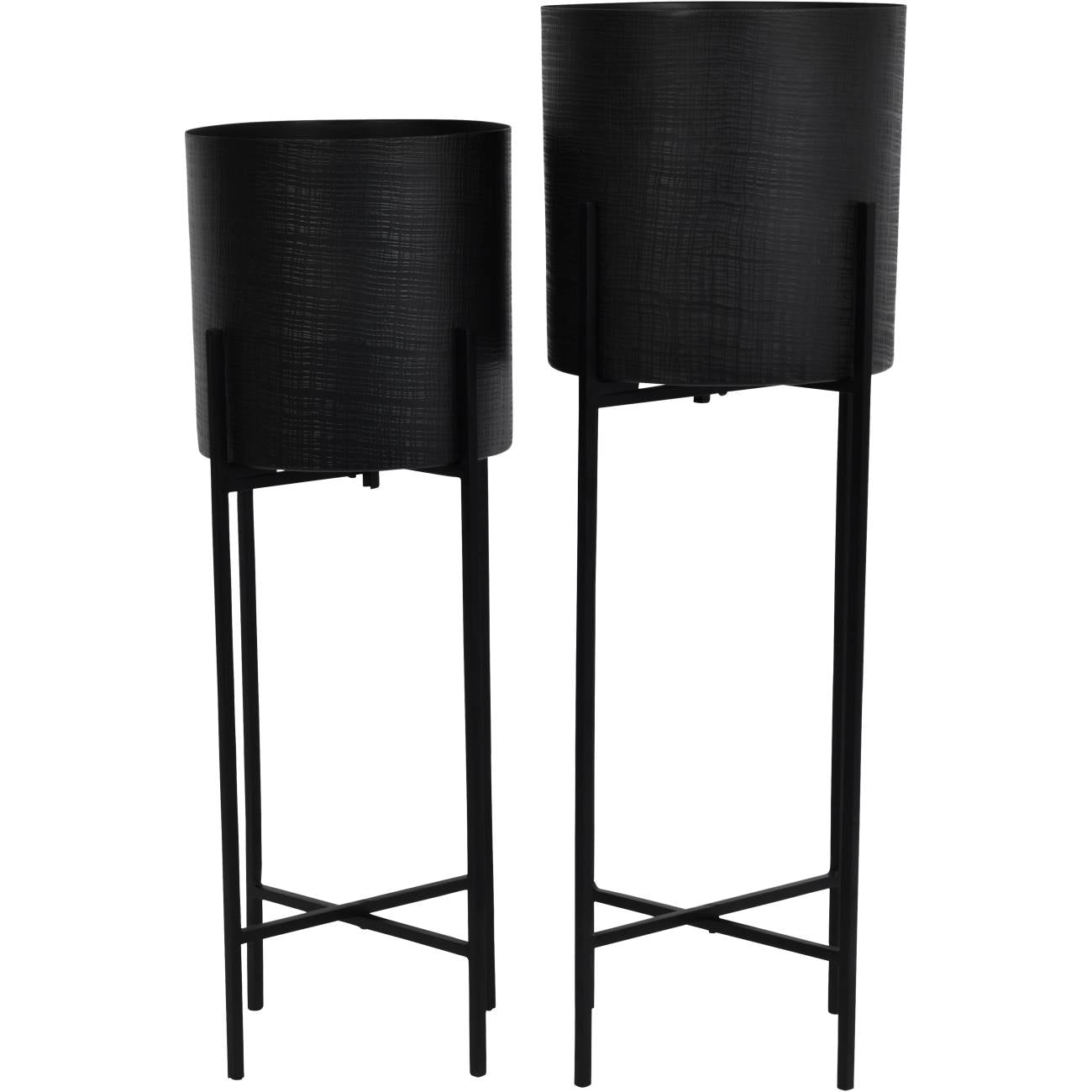 Promotion – Clyde Floor Standing Matt Black Set of 2 Planters