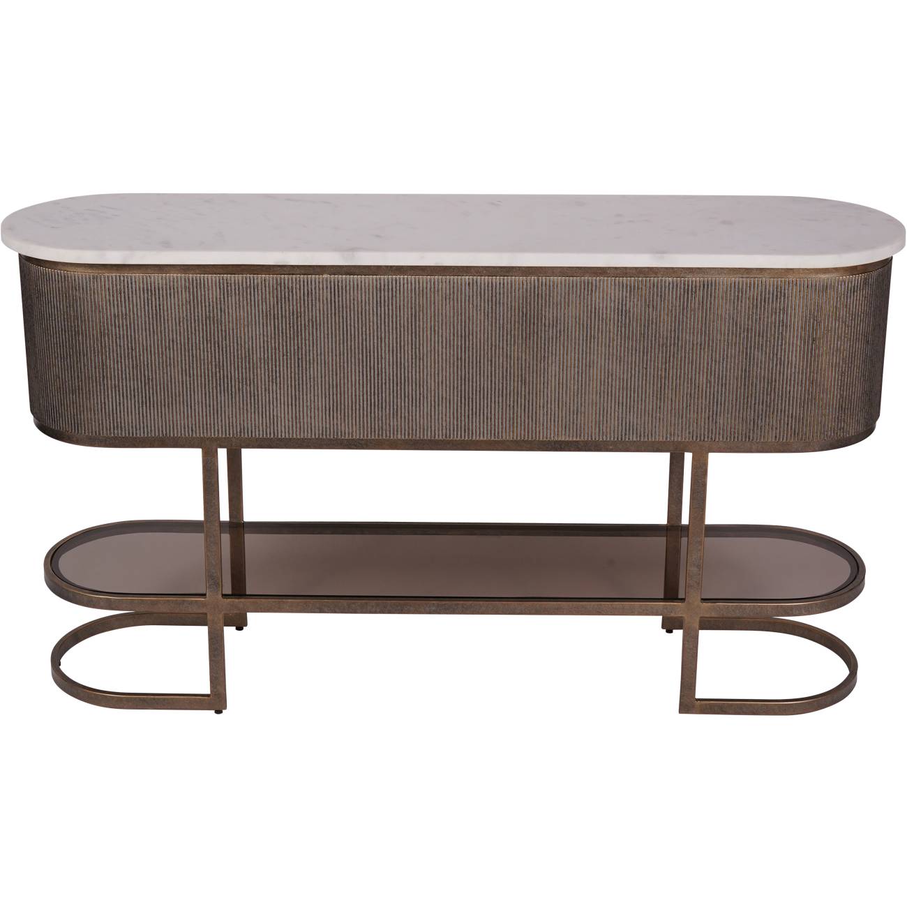 Belvedere Aged Gold Console With Shelf 140x35x80