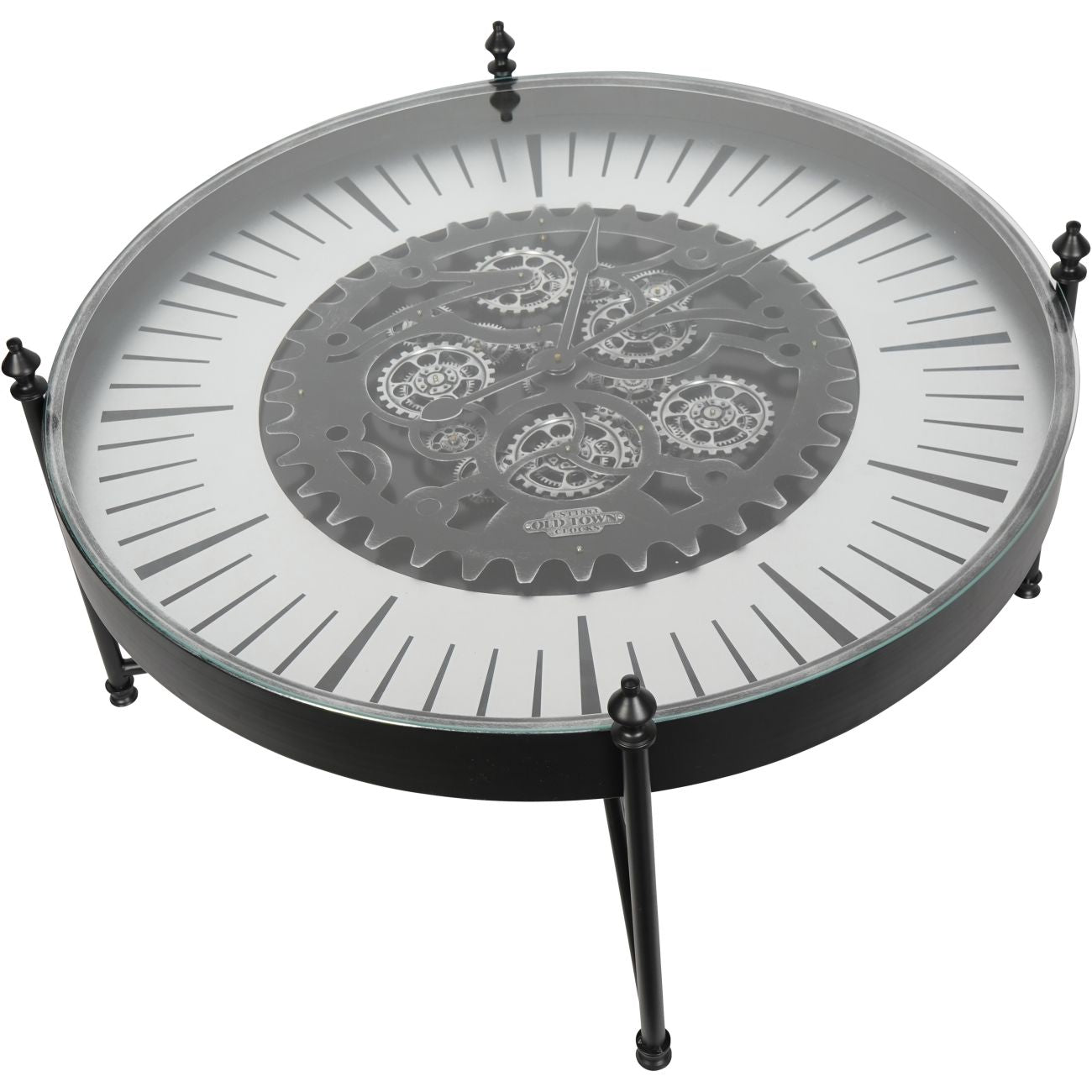 Palladium Coffee Table Wall Clock with Moving Cogs