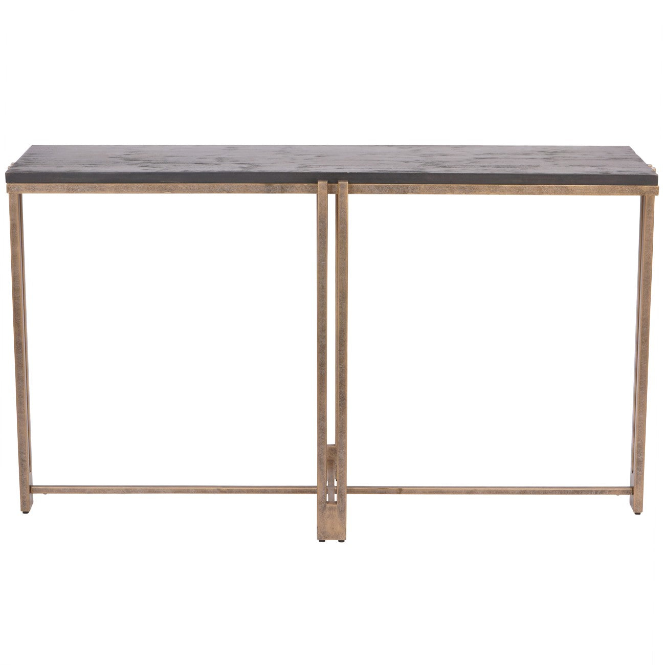 Dalston Black Sandblasted Wood and Champagne Frame Console Table