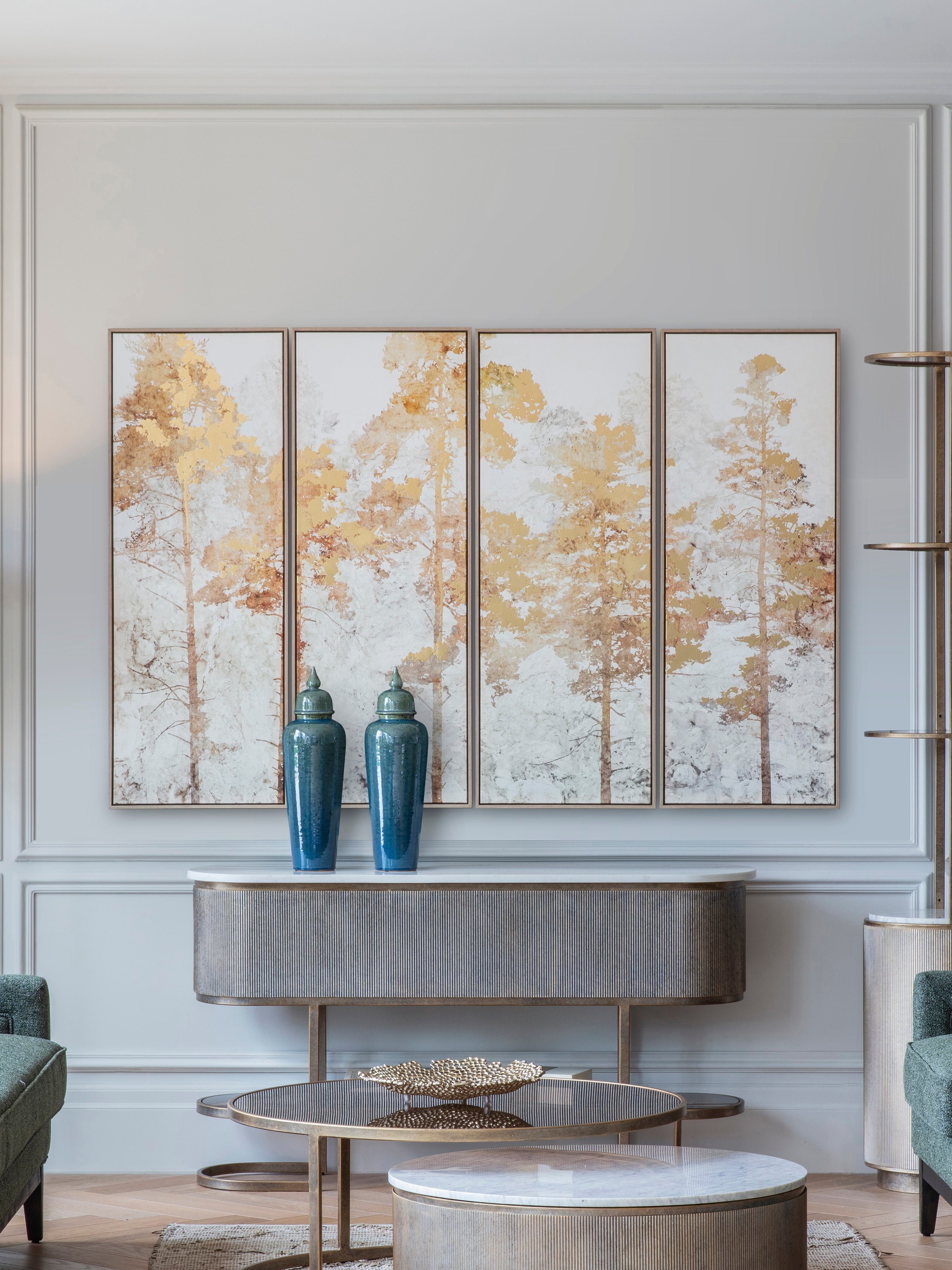 Foil Trees Set of 4 Framed Canvas Wall Art 180x120cm