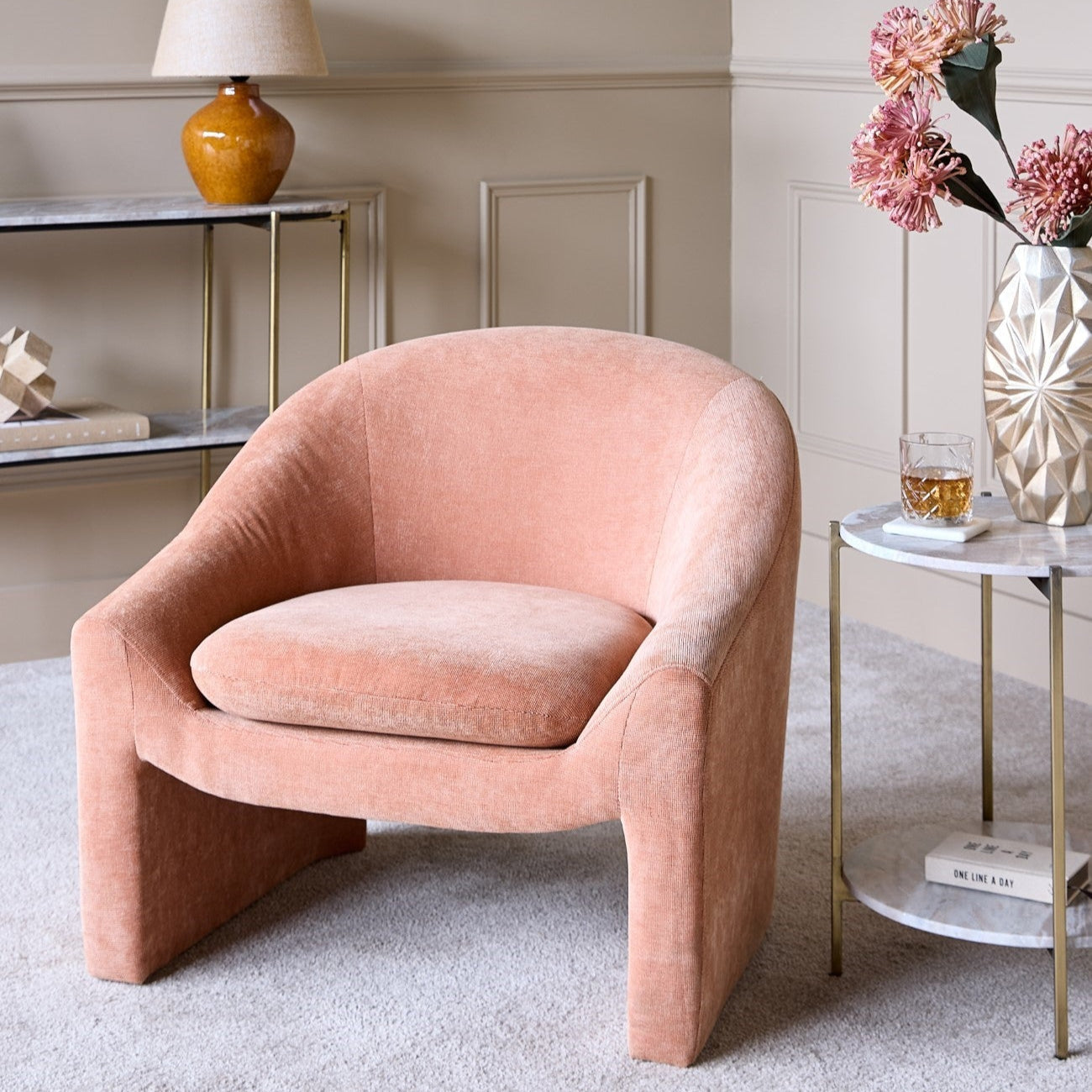 Rowley Occasional Chair - Blush in a styled interior