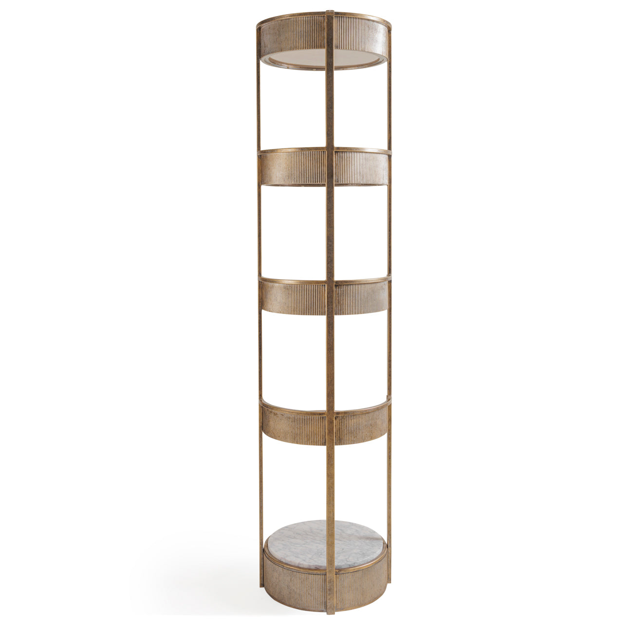 Belvedere Aged Gold Round Shelving Unit