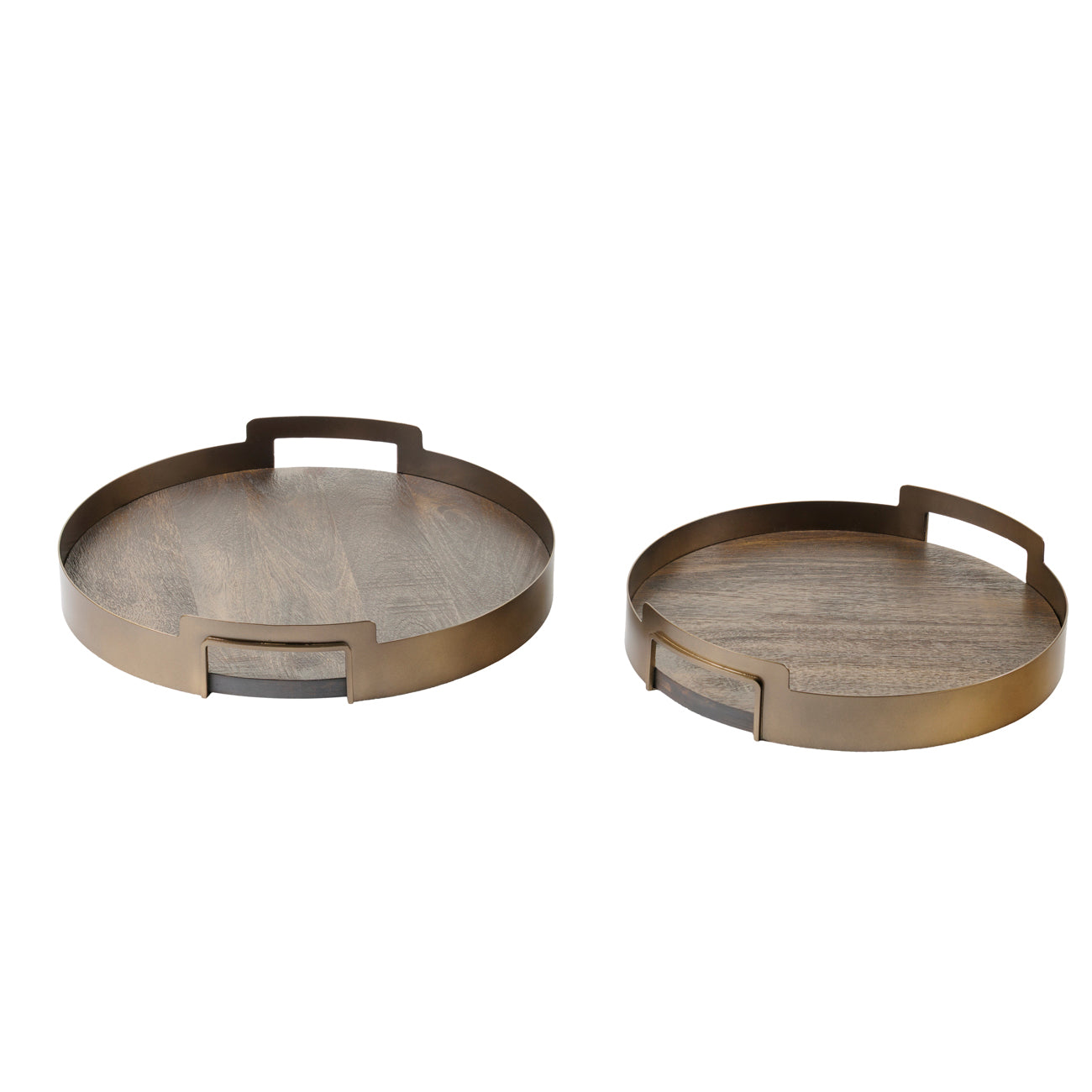 Shibui Mango Wood & Smoked Gold Trays Set of 2