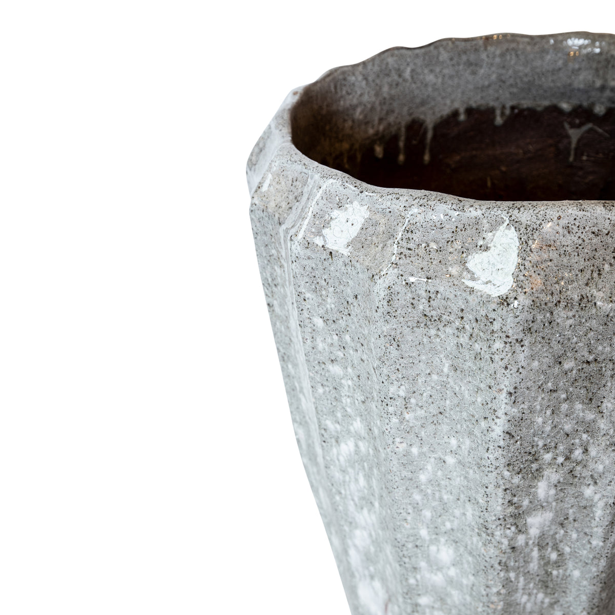 Olver white ribbed ceramic planter, small