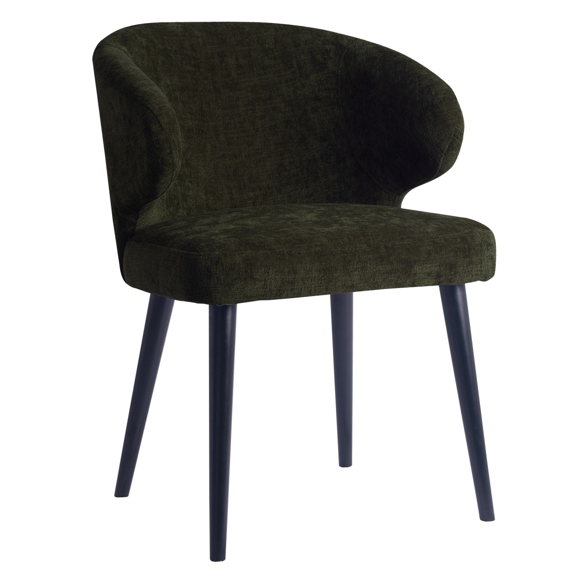Fiori green upholstered dining chair with black legs