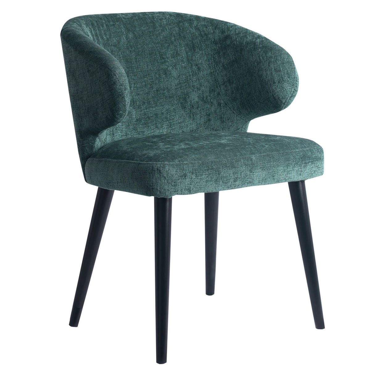 Fiori petrol dining chair with black wood legs