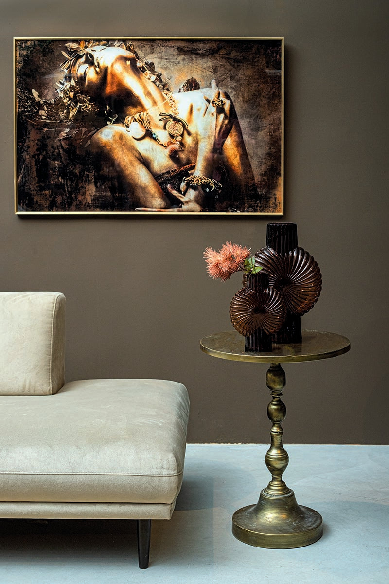 Melani glass art wall panel, pleasure feeling design, black, wide