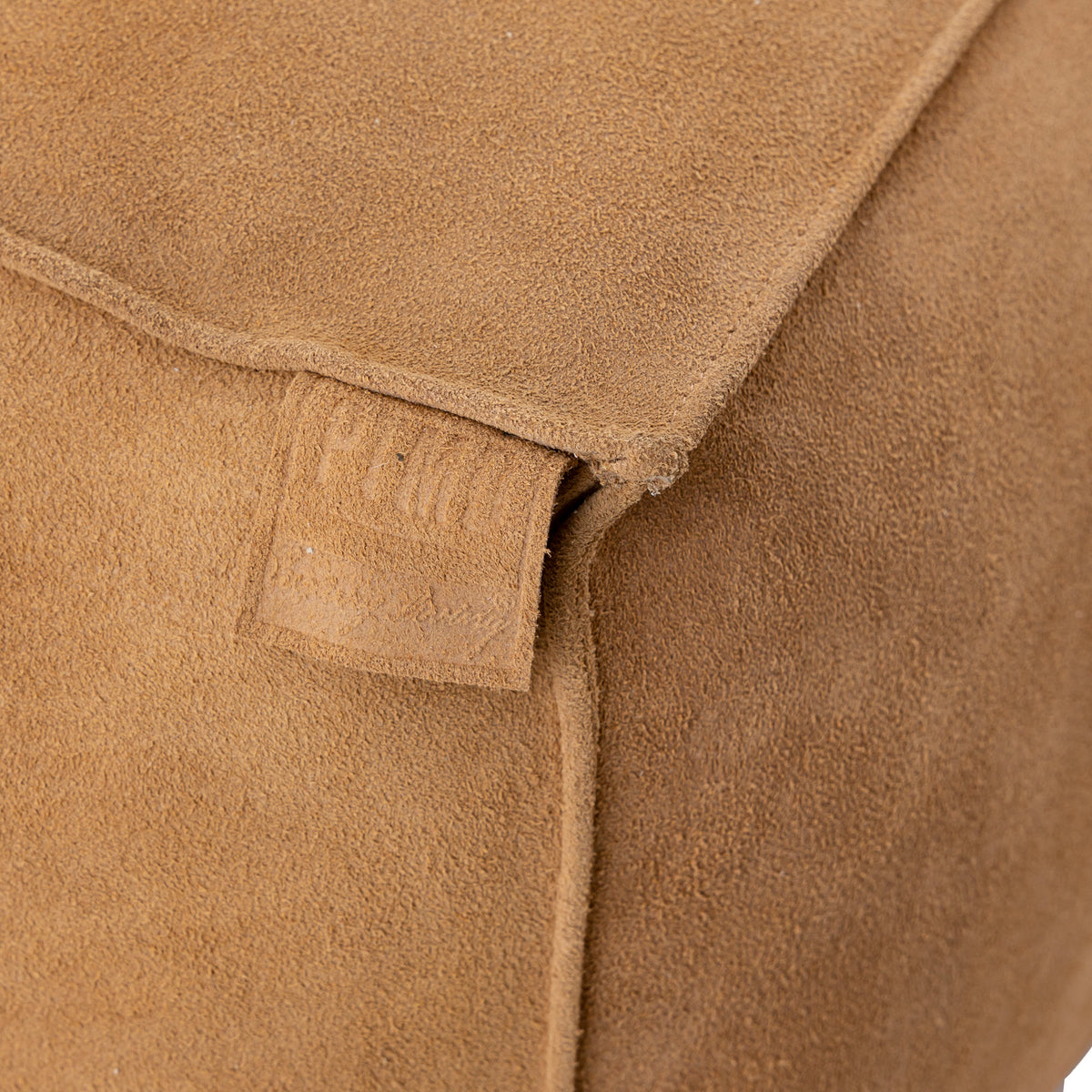 Marieke camel suede leather square pouffe