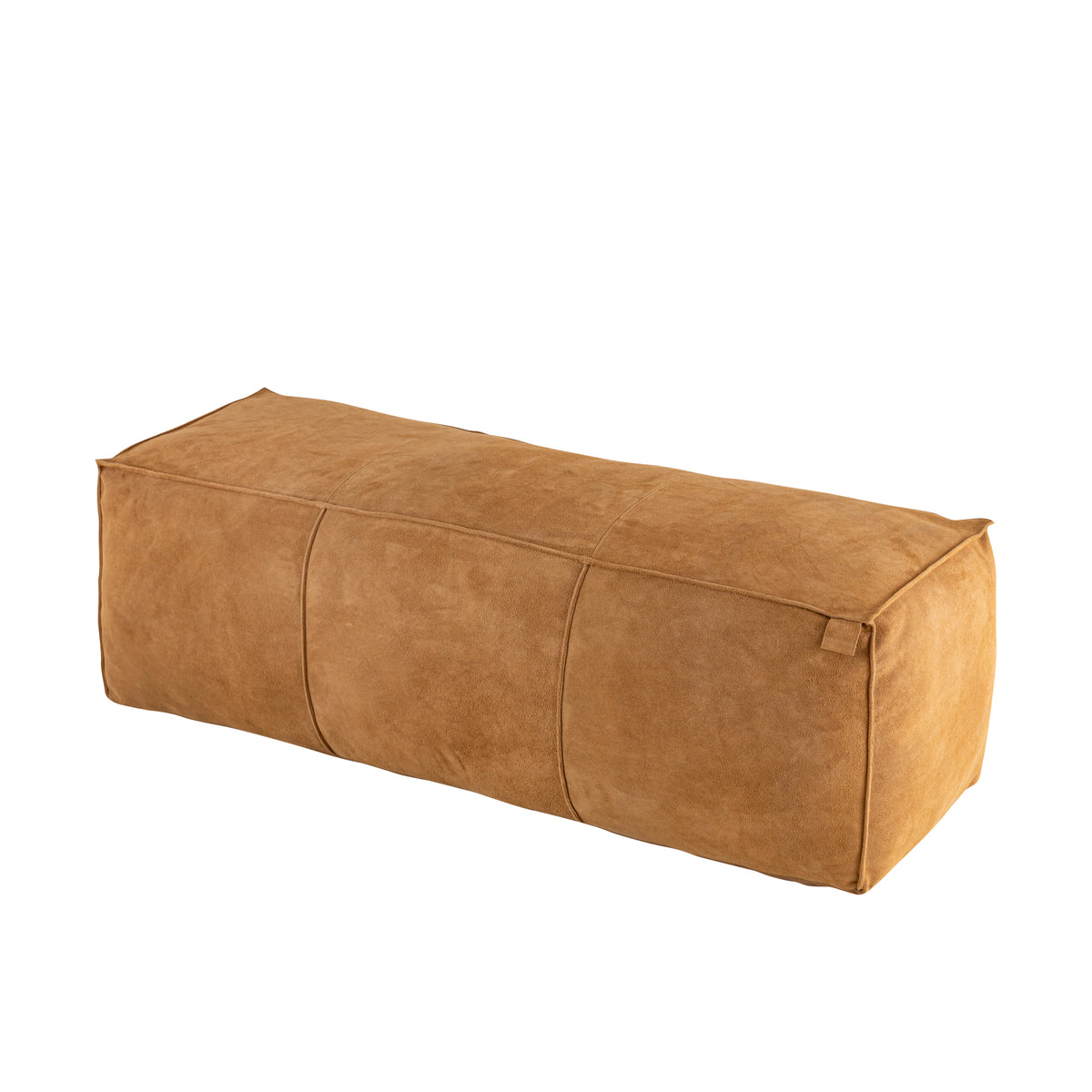 Marieke camel suede leather rectangular pouffe