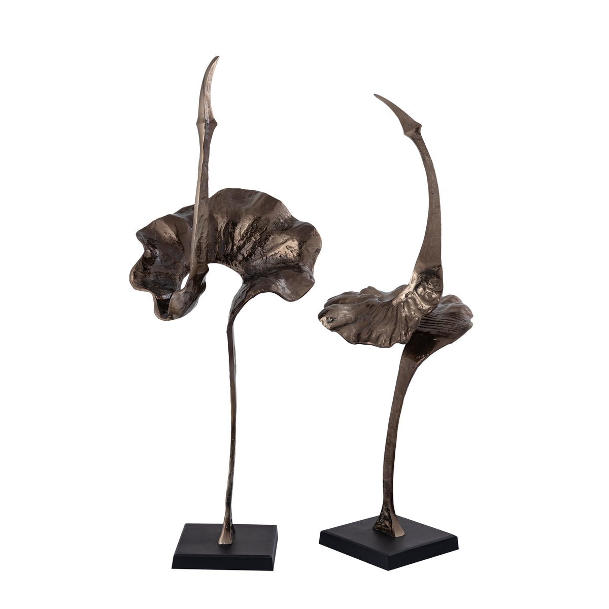 Yobie brown cast aluminium statue on black base, large